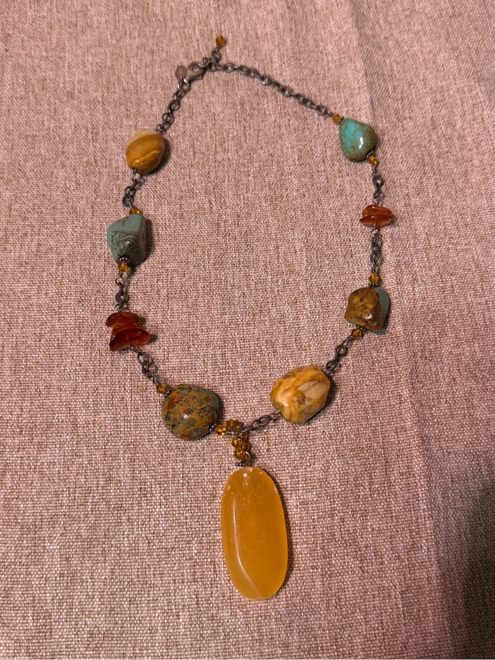 Silpada Yellow, Turquoise & Amber-Tone Bead Necklace